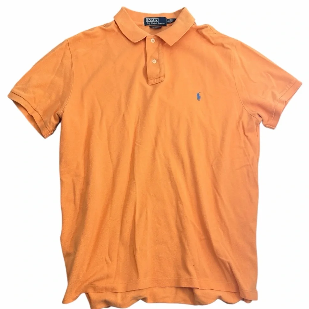 Polo Ralph Lauren Orange Polo Shirt Men’s Large Custom Fit‎ Cotton